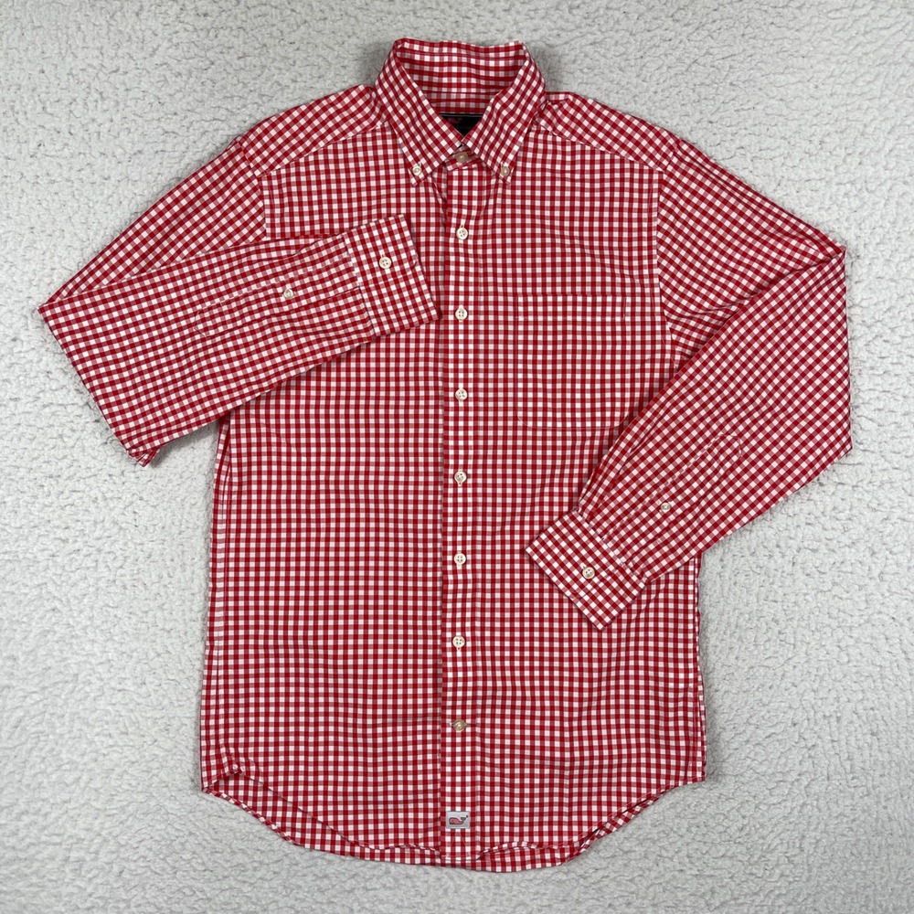 Vineyard Vines Murray Shirt Mens S Red White Gingham Slim Fit Cotton Button Down